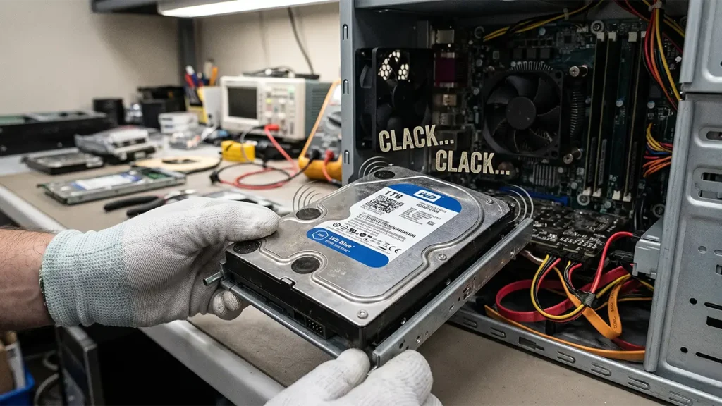 disco duro hace ruido, realizando la extracción de un disco duro para su analisis, diagnostico y ver si es o no posible recuperar archivos como fotos y videos